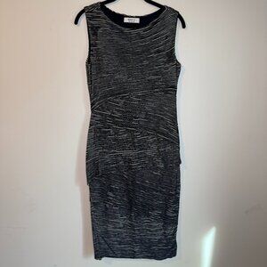 Bailey 44 Black and White Stripe Sleeveless Layered Bodycon Dress, Size Medium